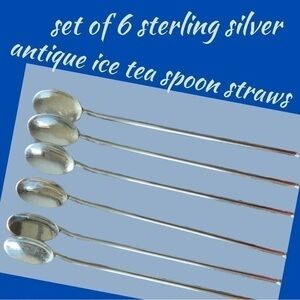 Antique Sterling Silver Ice Tea Straw Spoons (6) 😮